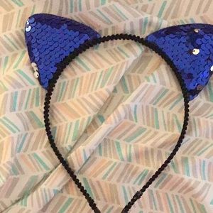 Blue sequin cat ears